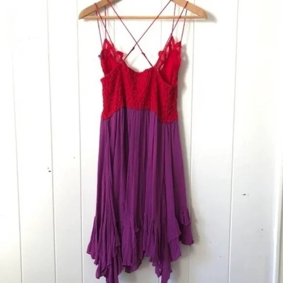 Free People Adella Lace Slip Dress in Lipstick purple and red lace Size small - Picture 11 of 15